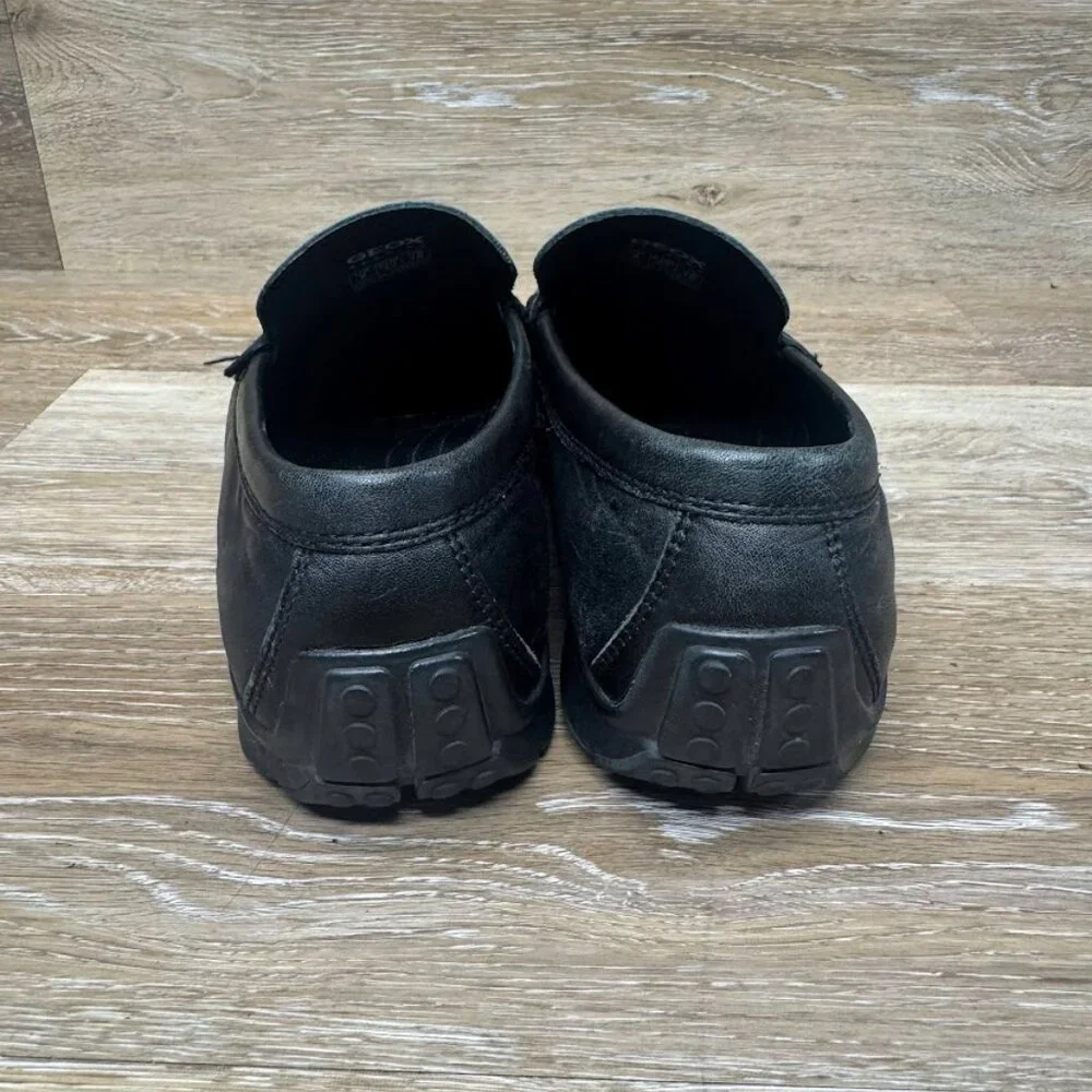 Geox Respira Black Italian Leather Loafers Men's Size 10